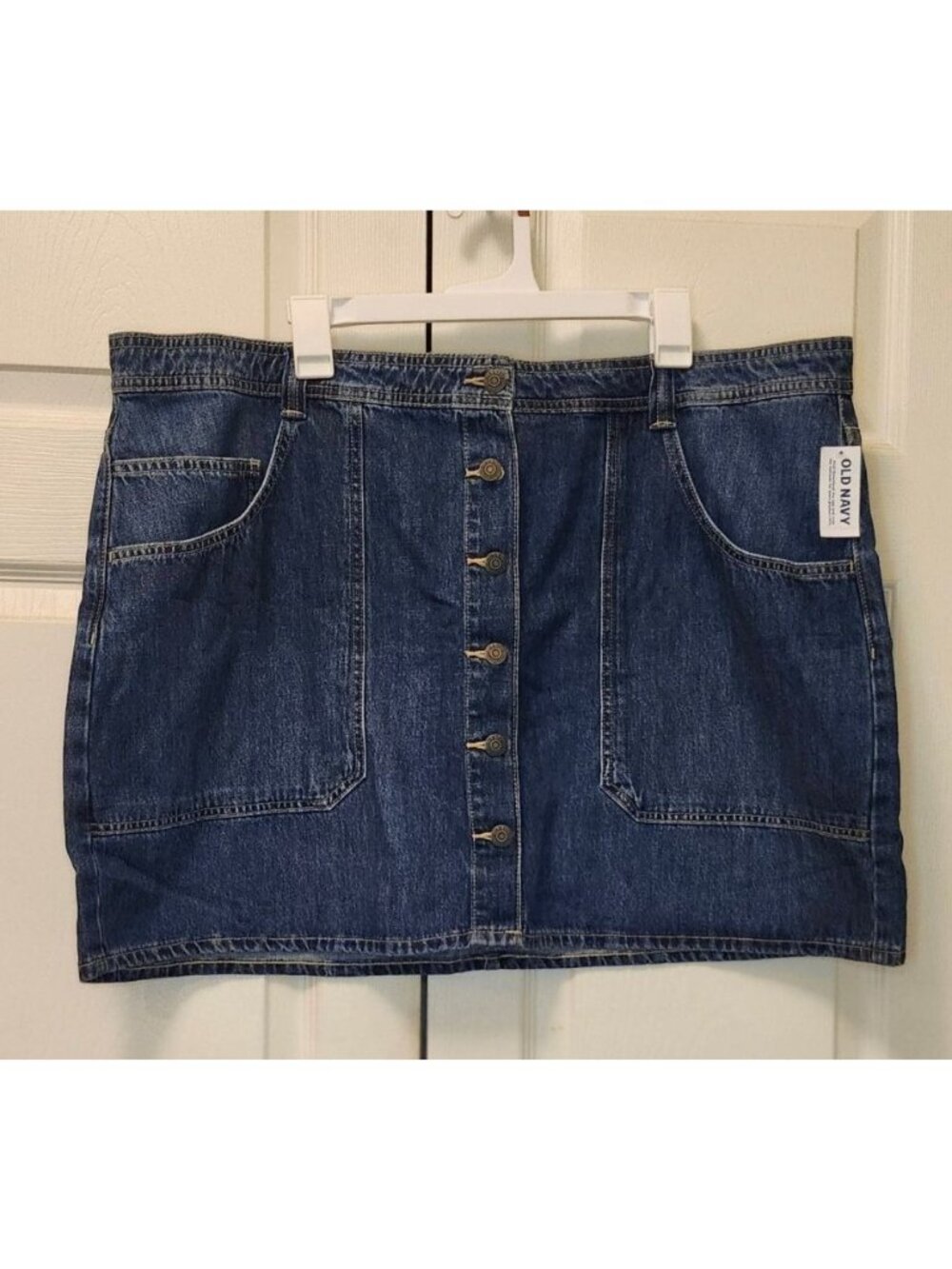 New Women Old Navy Denim Jean Medium Wash Utility Button Front Mini Skirt 20